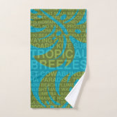 Mots d'été Feuille Tropical et Monstera - Turquois (Serviette à main)