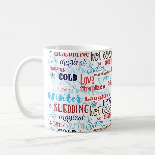 Mots d'hiver Typographie Amusants Fun Café Mug (Gauche)
