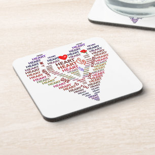 Mots du coeur Dessous de verre en plastique dur