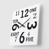 Mots et chiffres Horloge murale (Angle)