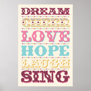 Mots Inspirationnels/ Rêve/ Amour/ Espoir Poster
