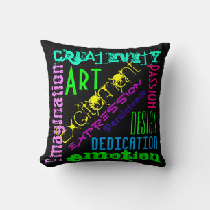 Mots personnalisés Expression artistique Coussin