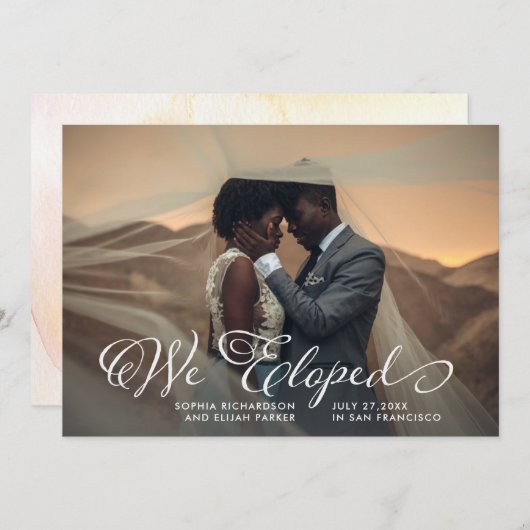 Mots Whimsical | Nous Avons Elopé Le Faire-part Ph (Devant / Derrière)