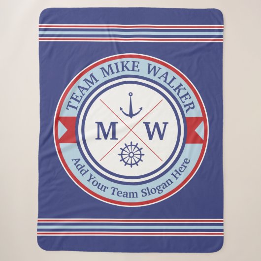 Motto monogram Nautical Logo Anchor Wheel Sherpa Deken (Voorkant)