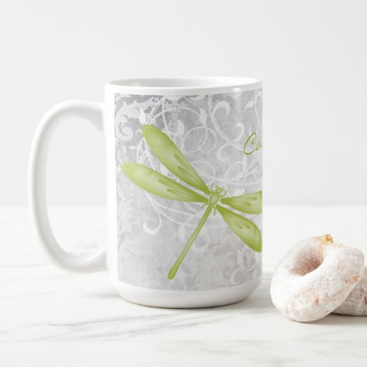 Mouche à libellules vertes Mug de café personnalis (Avec donut)