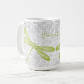 Mouche à libellules vertes Mug de café personnalis (Devant gauche)