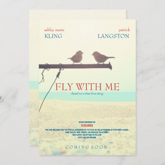 Mouche avec moi - faire-part de mariage (Devant / Derrière)