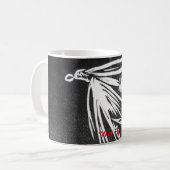 "Mouche sur noir" Truite classique Voler Mug (Devant gauche)