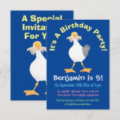 Mouette drôle avec frites caricature Invitation (Devant / Derrière)