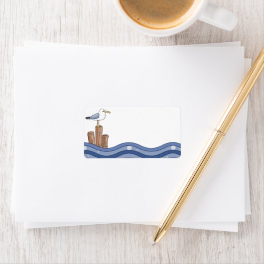 Mouette sur Étiquette en ébullition (En situation)