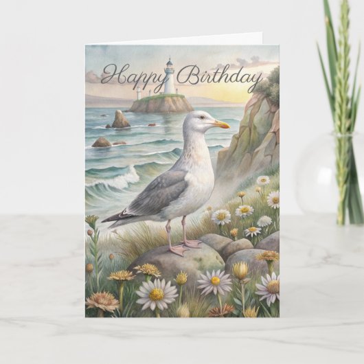 Mouette sur la carte d'anniversaire de la côte (Devant)