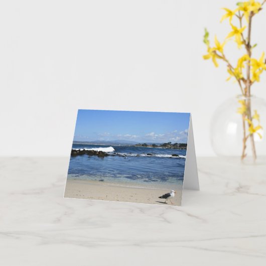 Mouette sur la plage, carte vierge de note (Fleur jaune)