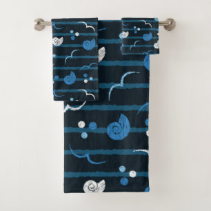 Mouettes de toilette, coquillages, points Design d