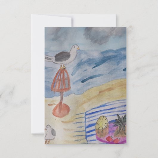 Mouettes Sur La Carte De Voeux Plat Beach (Devant)