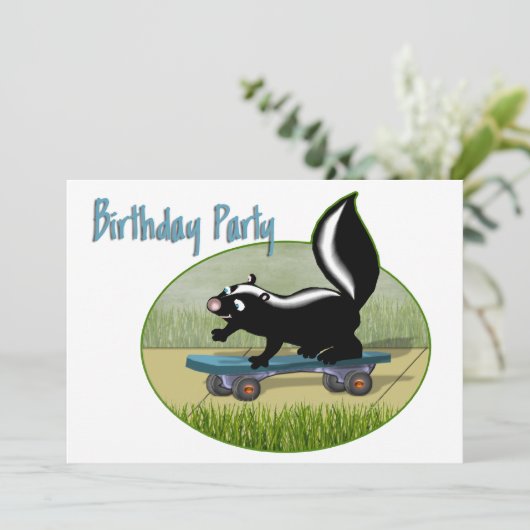 Mouffette à une invitation d'anniversaire de (Debout devant)