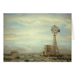 Moulin à vent dans la carte de peinture à l'huil