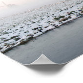Moulin à vent dans la neige en hiver affiche (Coin)