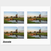 Moulin à vent en Hollande rurale autocollant recta (Feuille)