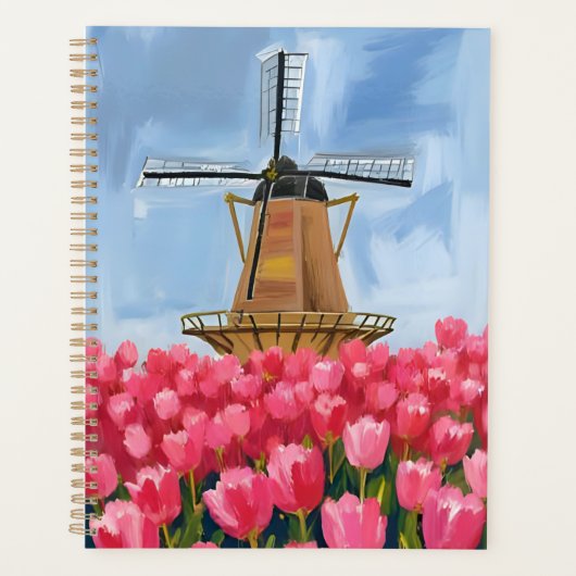Moulin à vent hollandais | Champ de fleurs de tuli (Devant)