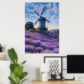 Moulin à vent Purple Paysage ArtImprimer Poster Mu (Bureau à domicile)