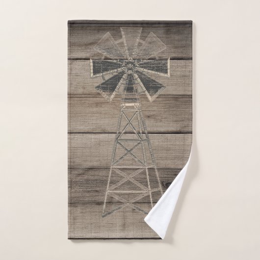 Moulin à vent rustique en bois vieilli (Serviette à main)