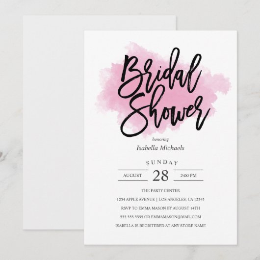 Moulin rose| Invitation à la douche nuptiale (Devant / Derrière)