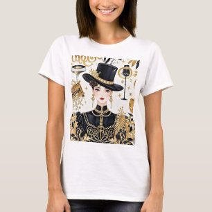 Moulin rouge stijl, zwart en goud, Rijke luxe T-shirt