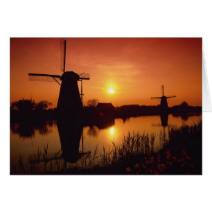 Moulins à vent au coucher du soleil, Kinderdijk, P