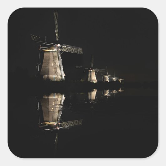 Moulins à vent éclairés à autocollant de nuit (Devant)