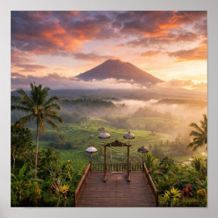 Mount Agung View Lahangan Sweet Bali Landschap Kun Poster