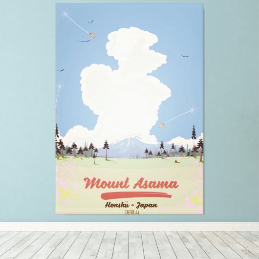 Mount Asama Honshüu. Canvas Afdruk (Insitu (Houten vloer))