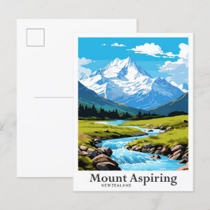 Mount Aspiring Nieuw-Zeeland Reis Illustratie Briefkaart