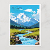 Mount Aspiring vintage reisillustratie Briefkaart (Voorkant)