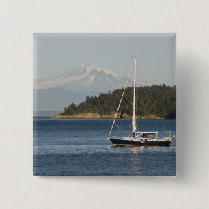 Mount Baker domineert het landschap Vierkante Button 5,1 Cm