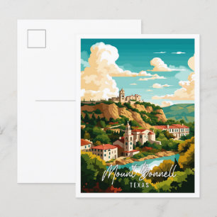 Mount Bonnell Texas US vintage reisillustratie Briefkaart