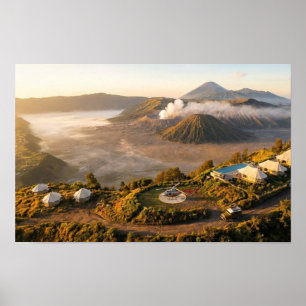Mount Bromo Zonsopgang Luchtfoto Vulkan Luxe Wandd Poster