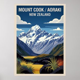 Mount Cook (Aoraki) Nieuw-Zeeland V02 Poster