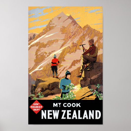 Mount Cook New Zealand Travel Poster (Voorkant)