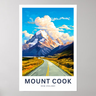 Mount Cook Nieuw-Zeeland Reisprint Poster