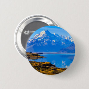 Mount Cook Overlook Lake Pukaki, NZ Ronde Button 5,7 Cm