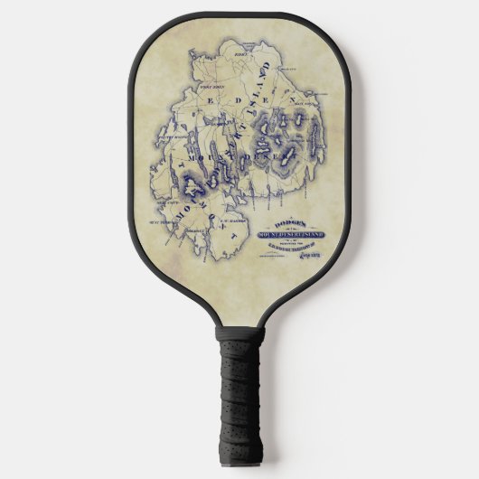  Mount Desert Island MN Map Blue Tea Stain Pickleball Paddle (Voorkant)