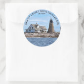 Mount Desert Rock Lighthouse, Maine ronde Stickers (Tas)