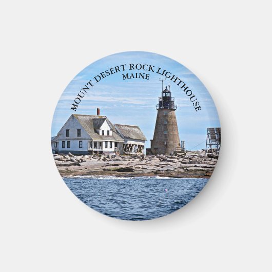 Mount Desert Rock Lighthouse, Maine Round Magnet (Devant)