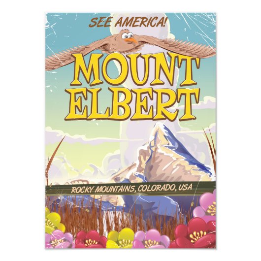Mount Elbert, Colorado VS reisposter Foto Afdruk (Voorkant)