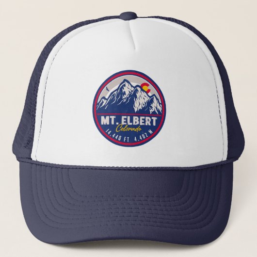 Mount Elbert Mount Elbert 14ers Retro Sunset Trucker Pet (Voorkant)
