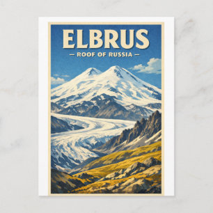Mount Elbrus, Rusland, in klassieke retro-stijl Briefkaart