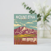 Mount Etna Sicilië Reizen Kunst Vintage Briefkaart (Staand voorkant)