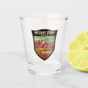 Mount Etna Sicilië Reizen Kunst Vintage Shot Glas
