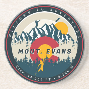 Mount Evans Colorado Flag Mountain 14ers klimmen Zandsteen Onderzetter