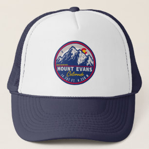 Mount Evans Colorado Retro Zonsondergang Vlag Souv Trucker Pet